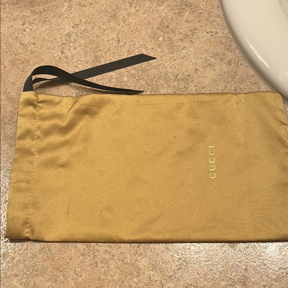 Gucci Gold Pouch with Black Tie for eye glasses